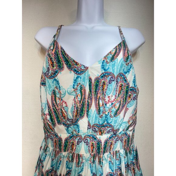 Nhim Womens Paisley Maxi Dress Sze M Multicolor Strappy Summer Beach V-Neck Chic - Picture 2 of 13